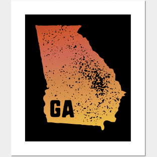 US state pride: Stamp map of Georgia (GA letters cut out) Posters and Art